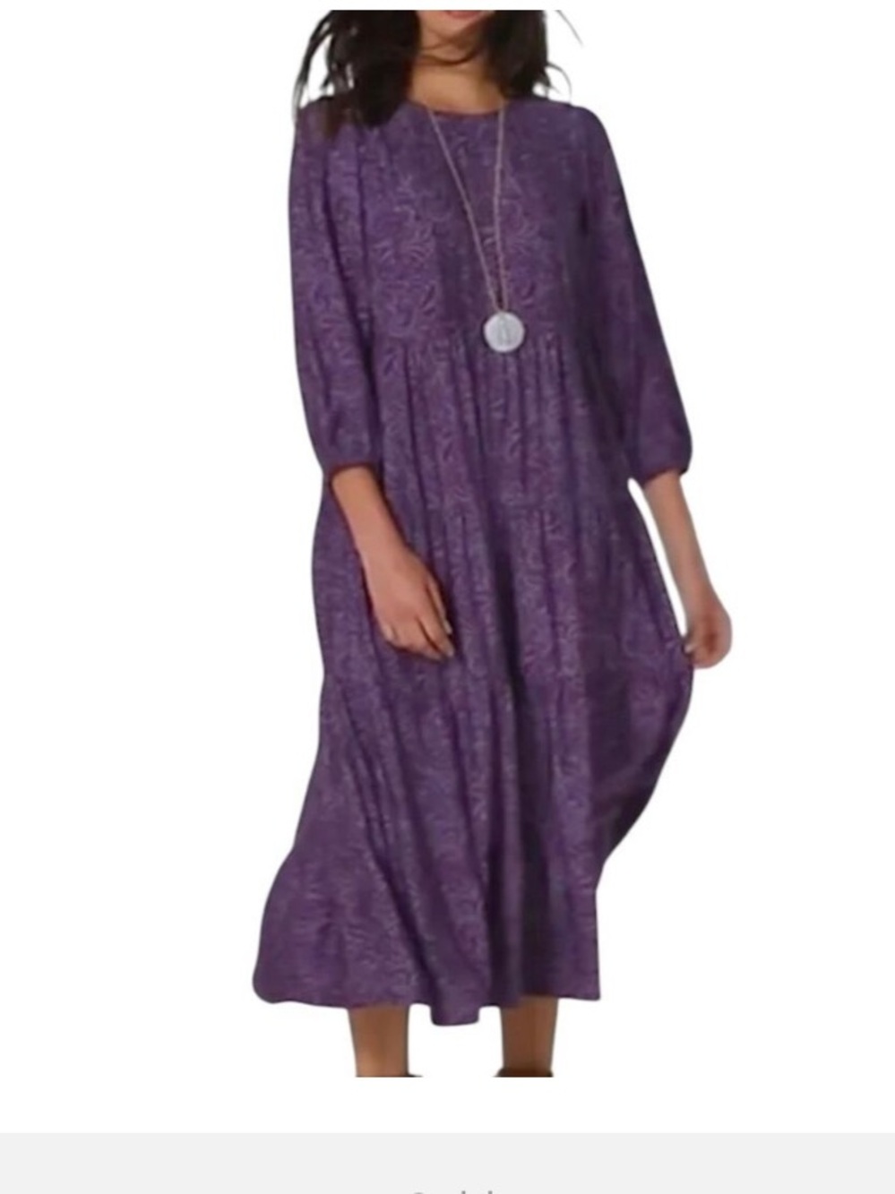 J. Jill Deep Purple Paisley Tiered Maxi Dress women size L